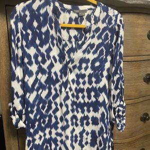 Vince Blue and White Silk Blouse